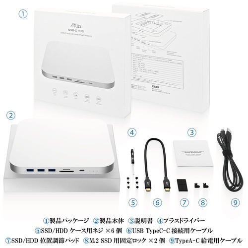 Mac mini docking station silver 8in1 TypeC hub M.2 2.5 inch SSD HDD TypeA U 444 - 第 7/7 張圖片