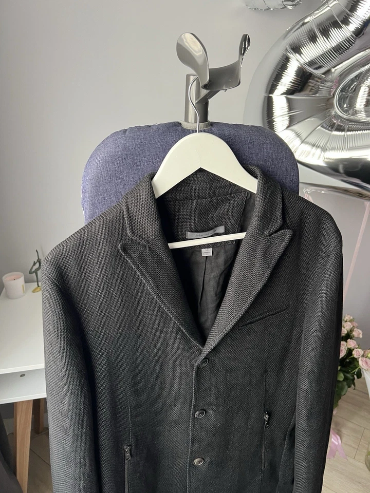 PVP ~1300$ Chaqueta Blazer John Varvatos Artesanal Texturizada Negra Puño con Cremallera Para Hombres EE. UU. L Foto 4 de 4