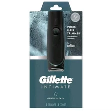 NEW Gillette Intimate Pubic Hair Trimmer By BrAun (1 Trimmer, 3 Combs) New