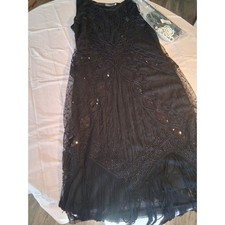 PrettyGuide Black Beaded Fringe Flapper Dress Gatsby Roaring 20s Costume M