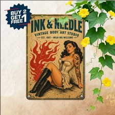 Vintage Tattoo Studio Wall Plaque Retro Body Art Salon Decor Metal Tin Sign 8x12