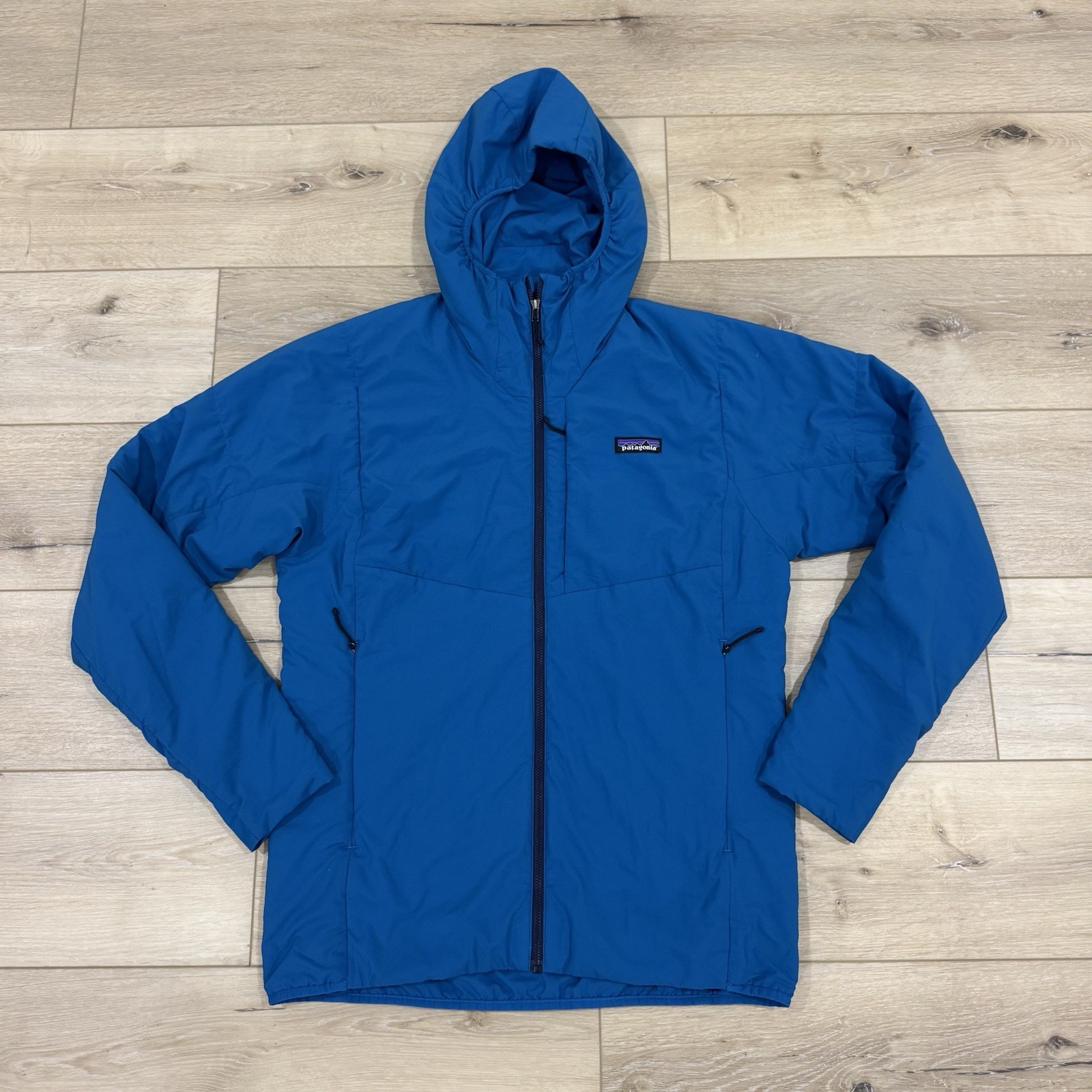Sudadera con Capucha Patagonia Nano Air Para Hombre Mediana M Azul Cremallera Completa Puffer Aislada