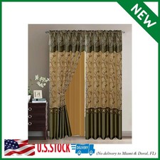 Fancy Collection Embroidery Curtain Set 1 Panel Drapes with Backing Valance S