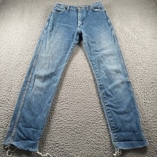 Vtg Wrangler 80's Jeans Womens 11x35 30x32 Fits Blue Straight Leg Frayed Hem USA