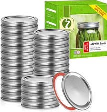 100Pcs/50 sets Canning Lids and Rings Wide mouth, Premium Mason Jar Lids with Ri