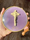 1930s JOHN W TURKO FUNERAL HOME OLYPHANT PA Convex Glass Cross Terry Haute 1938