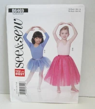 See & Sew 6469 Yes! It's Easy Leotard & Skirt Girls' 2-8 Pattern Uncut
