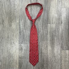 Vintage Yves Saint Laurent YSL Silk Necktie Red White Bird Print Designer Tie