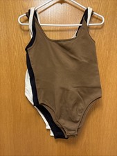 OQQ Women's Nylon Ribbed Square Neck Bodysuit 3 Pack Multi Color Size Large