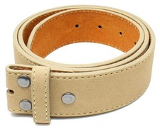 Leather Belt Strap with Suede Texture and Stitched Edge 1.5" Wide with Snaps ...