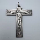 Large Silver Bronze Crucifix Pendant