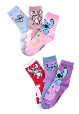 DISNEY Stitch Kinder Mädchen Socken 6 Paar Strümpfe Paket