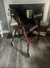 NOVA GetGO Classic 4-Wheel Rollator Walker Seat Foldable Adj Handles Red