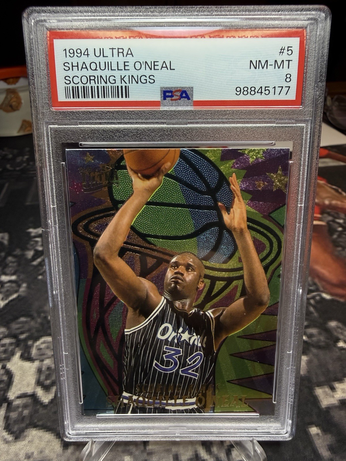 1994 Fleer Ultra Basketball SCORING KINGS #5 Shaquille O'Neal PSA 8 view 3
