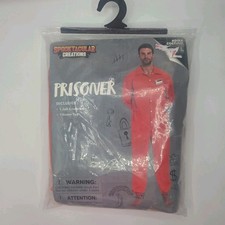 Spooktacular Creations Costume Prisoner Jumpsuit Men Orange Prison Inmate Large