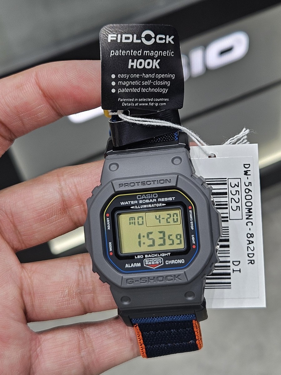 Casio G-Shock DW-5600MNC-8A2 Grey Blue Cloth Strap Magnetic Buckle