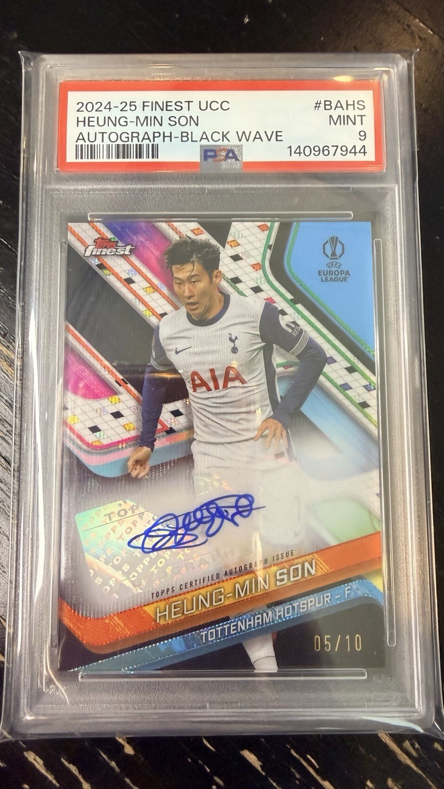 2024 Topps Finest Heung-Min Son Auto /10 black wave PSA 9