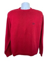 Chaps Sweater L Red Cotton Knit Crewneck Pullover Logo Preppy Normcore Retro