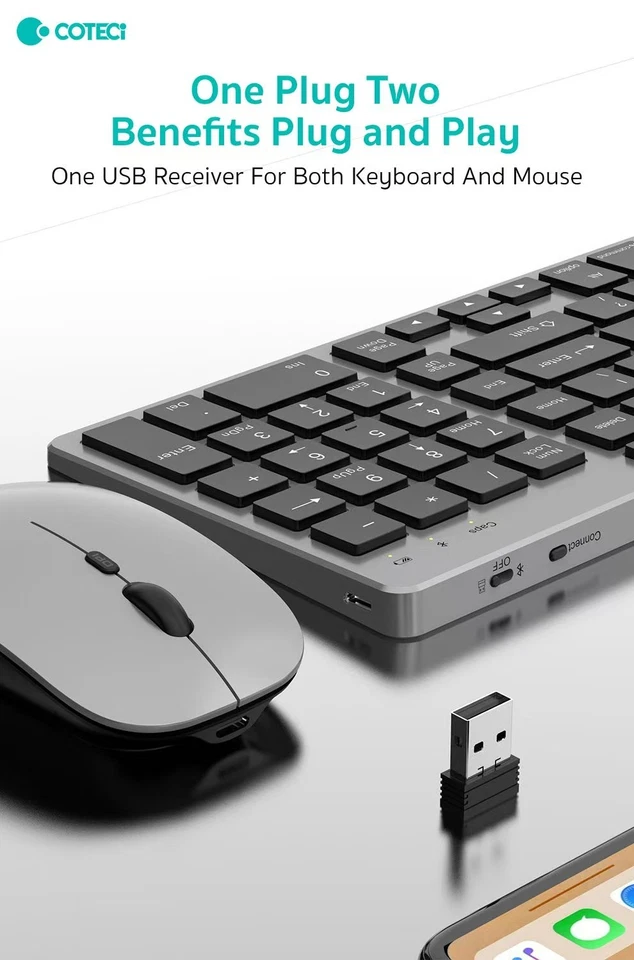 102 Key Low Profile Wireless Bluetooth Keyboard & Mouse Bundle Dual Mode - Image 3 of 4