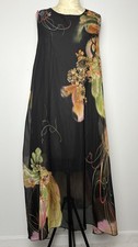 NWT Black Floral Flowy Maxi Sleeveless Dress M/L/XL Resort Vacation Boho Omango