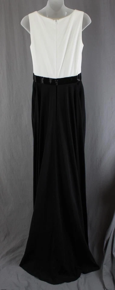 Vestido para mujer Pamella Roland blanco negro cuello redondo sin mangas talla 6 Foto 2 de 4