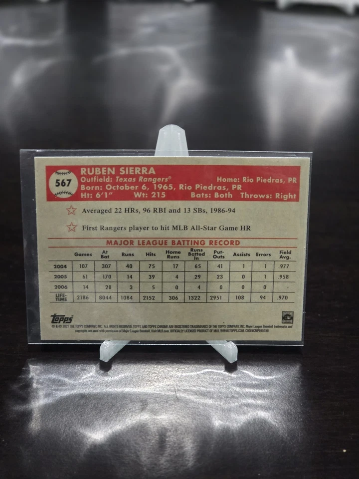 2021 Topps Chrome Platinum Anniversary Base #567 Ruben Sierra - Texas Rangers - Image 2 of 2