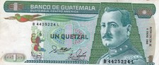 GUATEMALA 1 QUETZAL 1988 P 66.  XF CONDITION. 5RW 27OCT