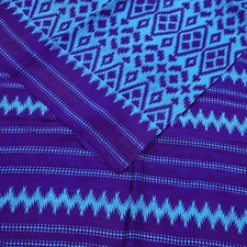 Indian Vintage Sari Blue Green Pure Silk Printed Saree Fabric 5yard Sewing