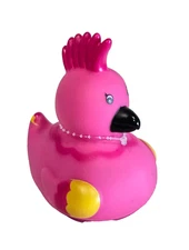 "FAB FINDS" PINK MOHAWK ANIMAL RUBBER DUCK 4" NEW GREAT FOR JEEP GIVING!