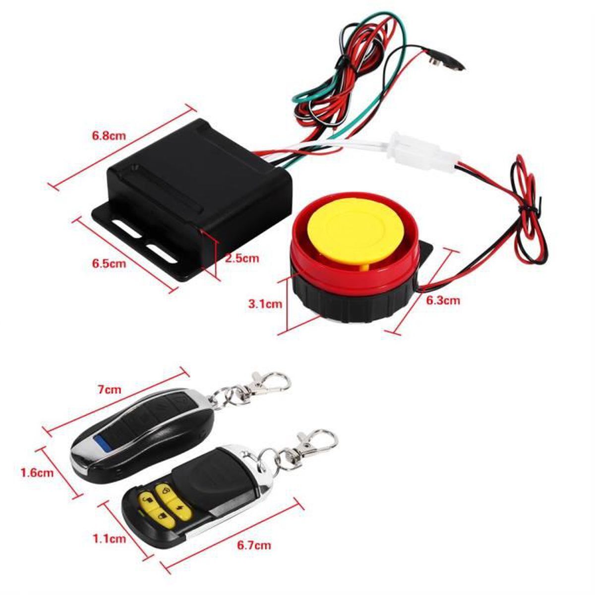 Alarme auto 12V anti-sabotage et double télécommande haute fréquence - 3