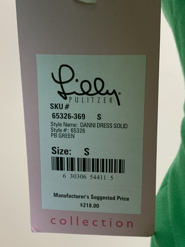 Vestido LILLY PULITZER Talla Pequeña "Danni" Verde Manga 3/4 Hasta la Rodilla. Nuevo con etiquetas - Imagen 10 de 12