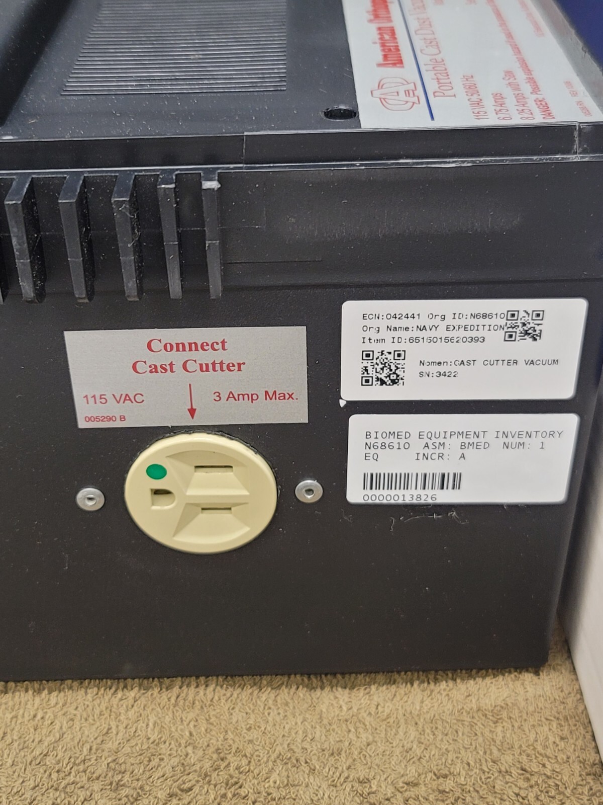 American Orthopaedic BSN Cast Cutter Removal Saw Dust Vacuum 0295 200