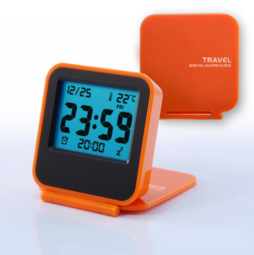 Pocket Foldable LCD Digital Travel Desk Alarm Clock Snooze Date Day Thermometer reference
