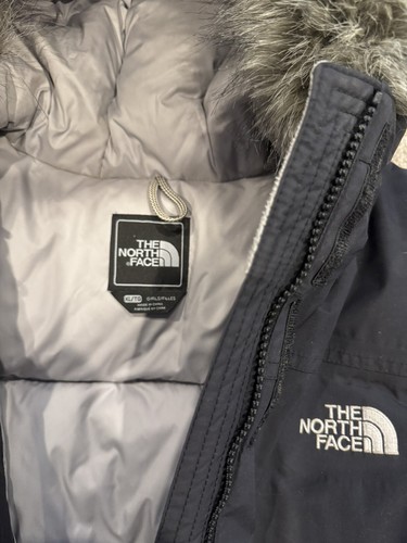 The North Face Hyvent Black Down Buckle Belted Faux Hooded Jacket Girls XL - Picture 3 of 4