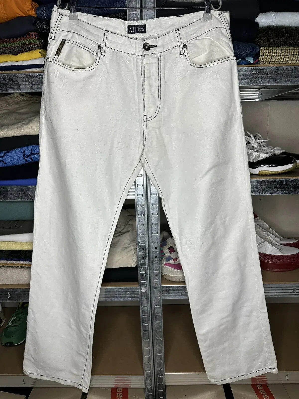 Armani Contrast Stitch Punk Y2K Linen Pants Men's Size 36