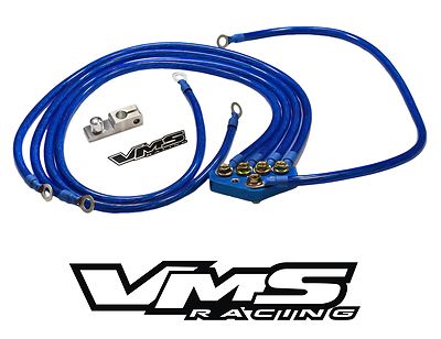 BLUE VMS RACING UNIVERSAL 5-POINT 10MM GROUND WIRE SYSTEM KIT FOR HONDA VEHICLES