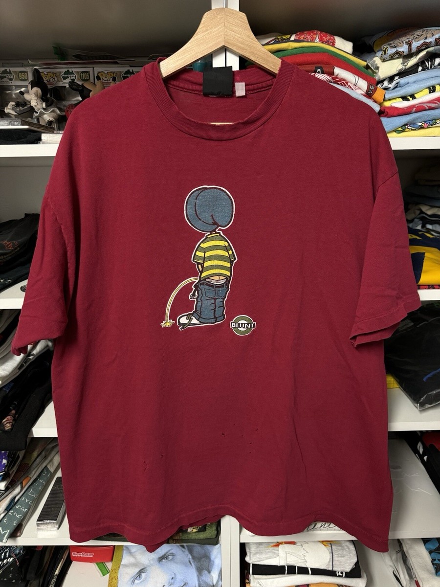 BLUNT 90s USA製 ガンギマリ グラフィックTシャツ XL シングル Vintage Blunt Skateboards T Shirt Rare Single Stitch Blunt Skate