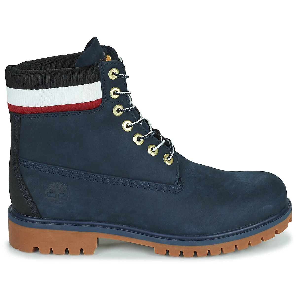 Timberland Heritage 6 In. Premium Rubber Cup WP Boot Navy Nubuck/Red
