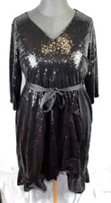 Lane Bryant Sequin Dress Plus Size 2X 18/20 Black VNeck 3/4 Sleeve NWT