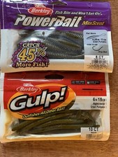 Berkeley Power Bait Max Scent Flat Worm 4.25in /Gulp 6in Drop Shot Worm Lot Of 5