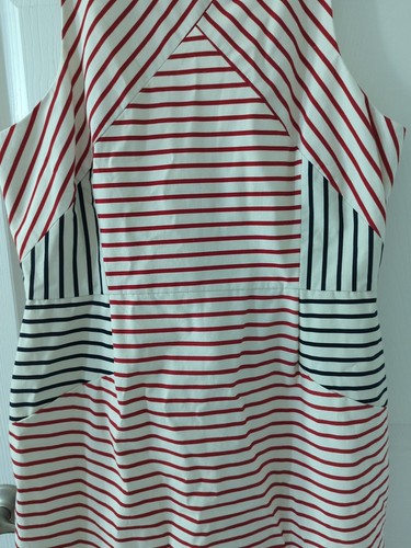 Schiefer & Willow Kleid rot weiß blau gestreift ärmellos Schichtkleid Größe 14 - Bild 4 von 4