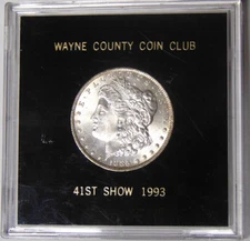 Choice BU+ 1885-O Morgan Silver Dollar Wayne County Coin Club 41st Show 1993