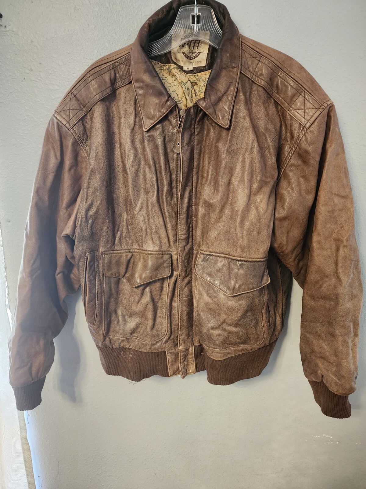 GIII Global Identity Leather Jacket Mens Medium Brown Zip Up Bomber eBay