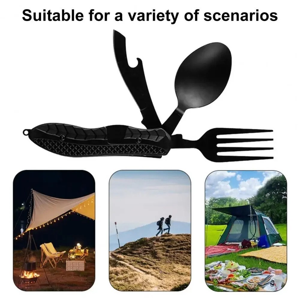 12-in-1 Multitool Knife with Spoon Fork Bottle Opener for Camping Survival