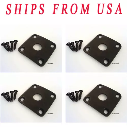 4Pcs Black Curved Bottom Jack Plate Square Jackplate Plating For Gibson Les Paul