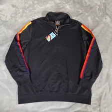 ALDI Gear Collection 1/4 Zip Pullover Sweatshirt Mens L Striped Sleeve Blue 