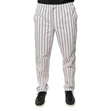 DOLCE & GABBANA Pants White Stripes Cotton Skinny Dress Men IT48/W34/M 900usd