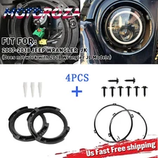 4pcs 7" Headlight Mount Bracket Ring Bucket Base For 2007-2018 Jeep Wrangler JK
