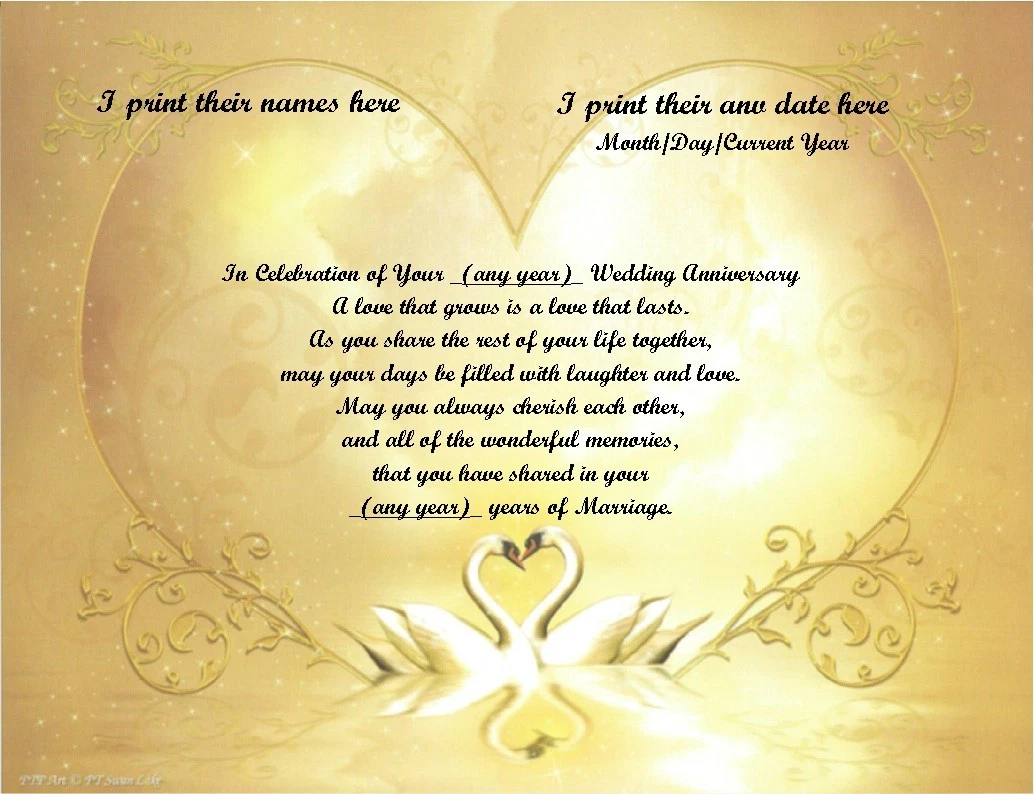 Anniversary Gift Personalized Poems for 1st thru 75th years See all Variations
