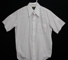 Vtg 70's Towncraft Penn Prest Beige Red PolkaDot Short Sleeve Button Front Shirt